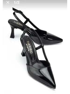 Hoost Siyah Rugan Topuklu Ayakkabı