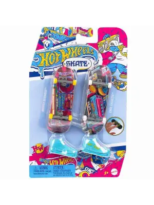 HXL17 Hot Wheels Skate Retro Temalı İkili Parmak Kaykay ve Ayakkabı Paketi