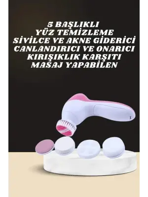 İkili Cilt Bakım Seti 5 Başlıklı Yüz Temizleme Ve Masaj Aleti Canlandırıcı Ve Onarıcı