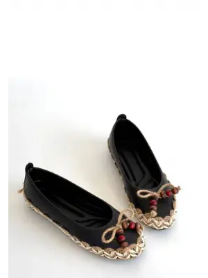 Ilwe Siyah Cilt Babet Ayakkabı