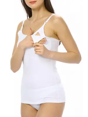 Omarı Rahat Ve Şık Emzirme Atleti Beyaz Renk