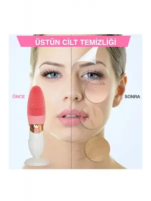 Omarı İnce Kaba Silikon Uçlu Elektrikli Yüz Temizleyici Fırça
