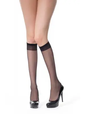 Omarı Siyah İnce Dizaltı Çorap 20 Denye - Paket