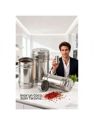 Inox 3’lü Baharatlık Seti - Ayarlanabilir Başlıklı Gurme Serisi 304 Paslanmaz Çelik