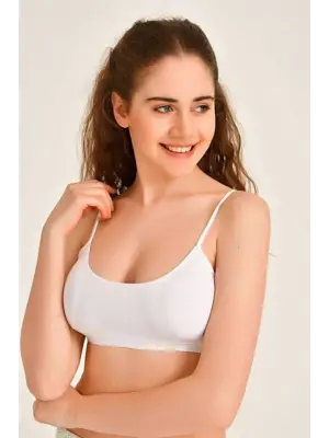 Omarı Pedli İp Askılı Beyaz Büstiyer Seti