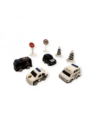 İş Makinaları 8 Parça Araç Seti - Polis Seti