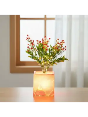 Işıklı Yapay Çiçek – Pembe Saksılı LED Dekoratif Bitki, Masaüstü ve Ev Ofis Aydınlatmalı Süs Bitkisi