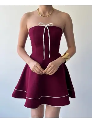 Omarı Zarif Siyah Straplez Elbise