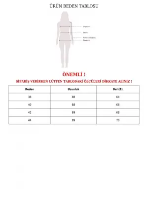 İspanyol Paça Bağcık Detaylı Kot Pantolon    -Koyu Mavi