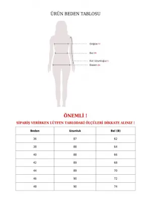 İspanyol Paça Bağcık Detaylı Kot Pantolon -Mavi