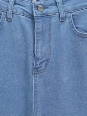 İspanyol Paça Yüksek Bel Kot Pantolon   -Açık Mavi