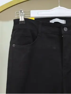 Omarı Yüksek Bel Siyah İspanyol Paça Kot Pantolon