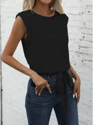 Omarı Etek Ucu Bağlama Detaylı Kadın Krep Bluz