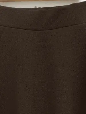 İthal Likralı Krep Kumaş Kiloş Çan Etek  -Kahve