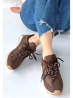 Jeat Kahverengi  Nubuk Bağcıklı Spor Ayakkabı