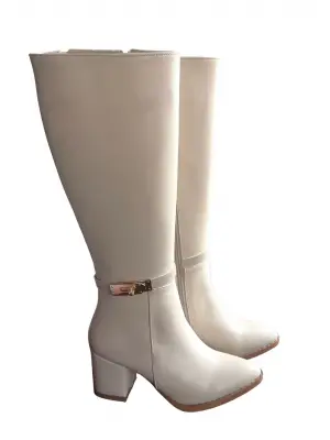 Jeoli Bej Cilt Topuklu Çizme