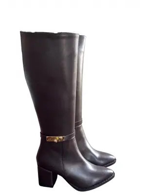 Kahverengi Cilt Topuklu Çizme Kadın Giyim