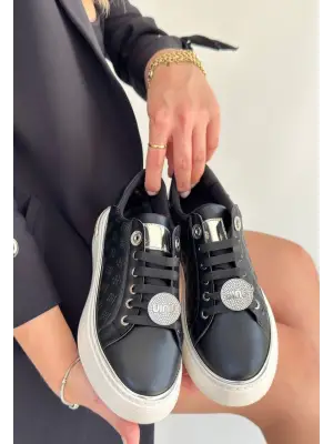 Jlar Siyah Cilt Bağcıklı Spor Ayakkabı