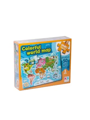 JP 31015 Colorful World Map Jumbo Puzzle 50 Parça -Ks Puzzle