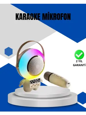 Kablosuz Mikrofonlu Astronot Tasarım Bluetooth Speaker Karaoke