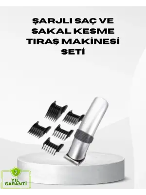 Kablosuz Profesyonel Tıraş Makinesi – Şarjlı, 60 Dakika Kullanım Süreli, Çelik Bıçaklı, Sessiz Motor