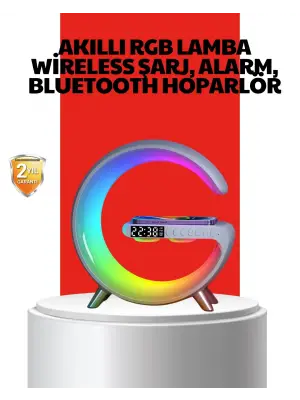 Kablosuz Şarjlı Atmosfer Lambası Bluetooth Hoparlör Ve Akıllı Alarm Özellikli