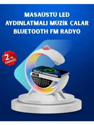 Kablosuz Şarjlı Dijital Saat Rgb Işıklı Bluetooth Hoparlör Çok Fonksiyonlu