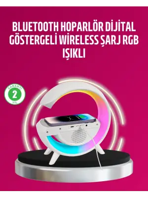 Kablosuz Şarjlı Led Masa Lambası Çalar Saat Ve Beyaz Gürültü Özellikli