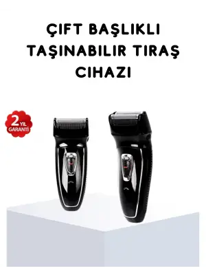 Kablosuz Tıraş Makinesi Çift Başlıklı Kuru Tıraş Folyo Başlık Şarj Göstergeli