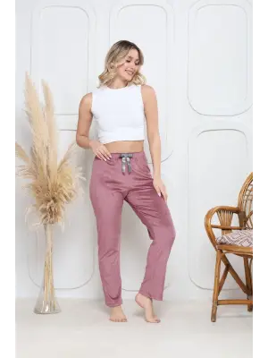 Pembe Kadife Pijama Altı Kadın Giyim