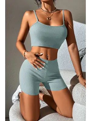 Omarı Açık Mavi Kaşkorse Gecelik Takım