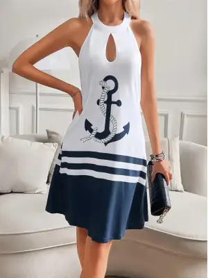 Omarı Yaz Koleksiyonunda Renkli Askılı Kısa Elbise