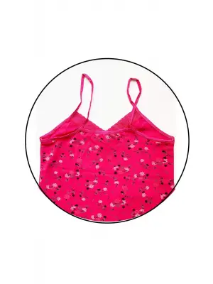 Kadın Askılı Desenli Atlet Dantelli Empirme Pamuklu Penye D4