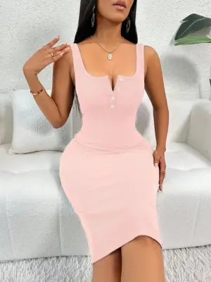 Omarı Zarif Askılı Midi Kaşkorse Elbise