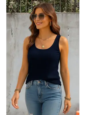 Omarı Örgü Detaylı Kadın Askılı Bluz