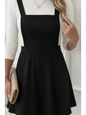 Kadın Askılı Sırttan çapraz Detaylı Kısa Kiloş Kadife Mini Elbise