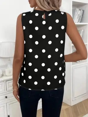 Kadın Askılı Yakası Büzgülü Puantiyeli Atlas Bluz