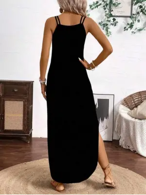 Omarı Asimetrik Detaylı Kadın Viskon Elbise