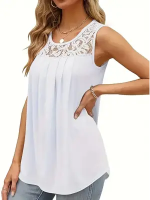 Kadın Askılı Yuvarlak Yaka Dantel Detaylı Viskon Bluz