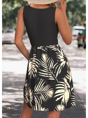 Kadın Askılı Yuvarlak Yaka Düğmeli üst Viskon Alt Desenli Süprem Elbise