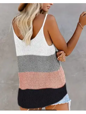 Kadın Askılı Yuvarlak Yaka Salaş Triko Bluz