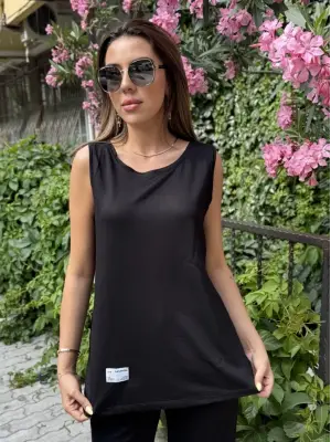 Kadın Askılı Yuvarlak Yaka Viskon Iki Iplik Bluz Ve Eşofman Altı Ikili Takım