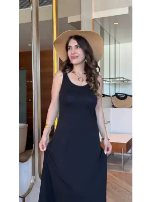 Omarı Göz Alıcı Viskon Askılı Elbise