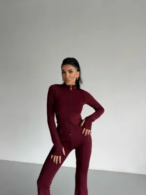 Kadın Balıkçı Yaka Cep Detaylı Ceket Ve Ispanyol Paça Spor Ikili Takım