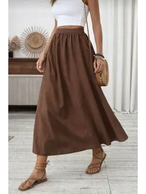 Kadın Beli Lastikli Paraşüt Kumaş Etek