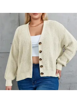 Kadın Beş Düğme Büyük Beden Triko Hırka