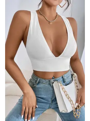 Omarı Sırt Detaylı Siyah Çapraz Crop Top