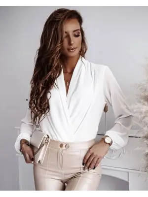 Kadın Beyaz Kruvaze Yaka Sandy Bluz