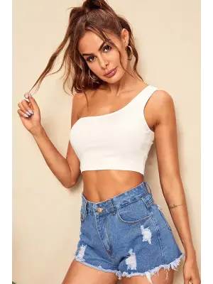 Omarı Şık ve Zarif Tek Omuz Crop Büstiyer