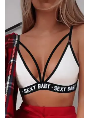 Omarı Beyaz Yazı Detaylı Ipli Sütyen Takımı - Yazın Vazgeçilmezi!